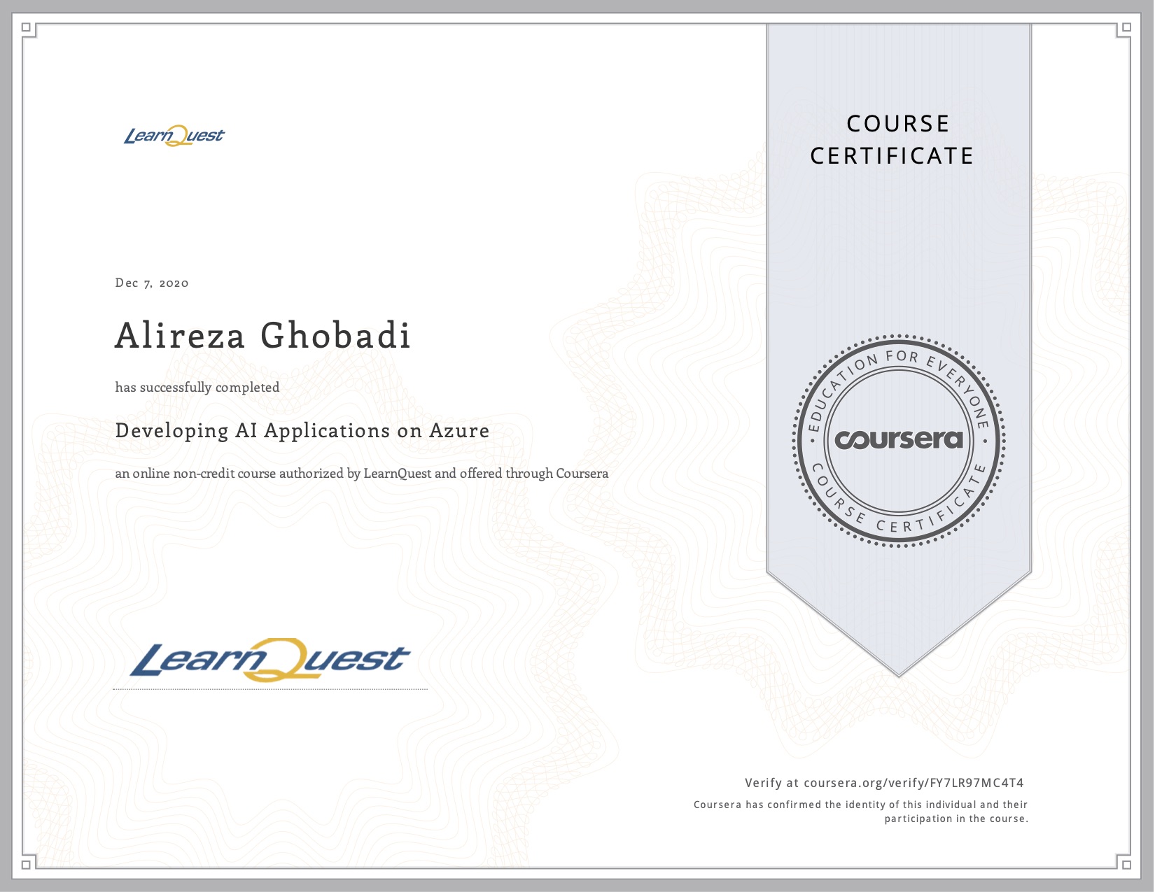 Coursera FY7LR97MC4T4